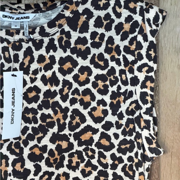 DKNY Black and Brown Leopard Print Muscle Tee - Picture 6 of 16